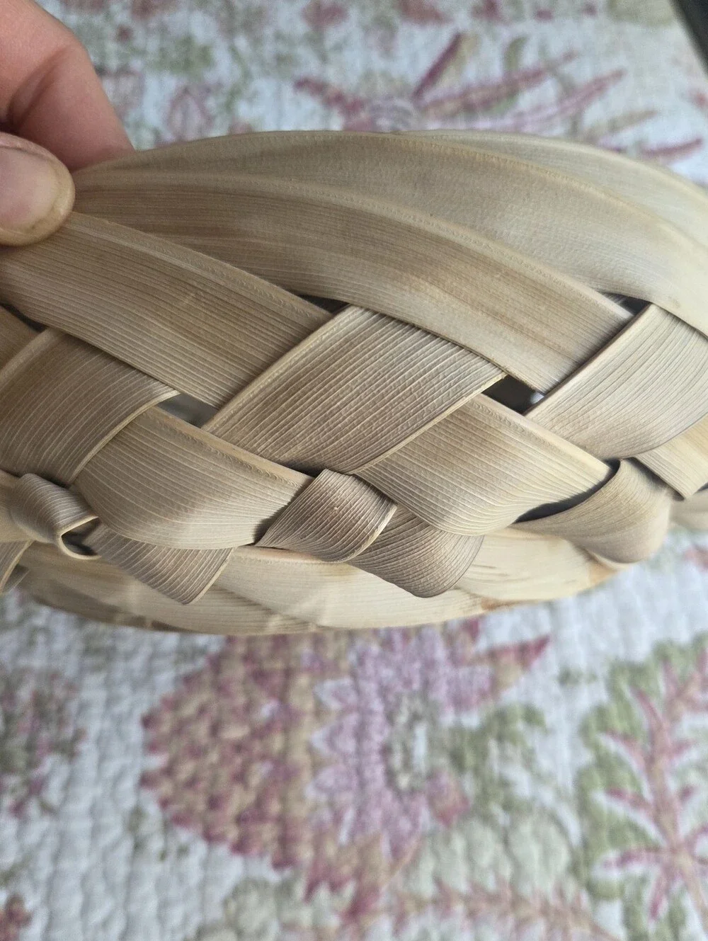 Handwoven Natural Palm Frond Decorative Basket - Natural